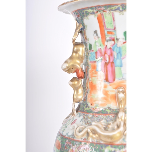 153 - A 19th Century Chinese Famille Rose porcelain vase of large size. Hand painted decoration depicting ... 