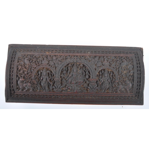 162 - A 19th Century Anglo-Indian colonial carved box having a domed top with intricately carved panel sid... 