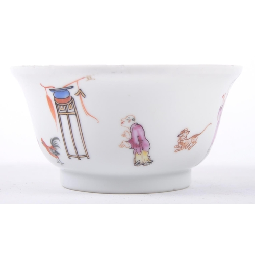 163 - An 18th Century Chinese porcelain bowl having hand painted polychrome enamel decoration depicting fi... 