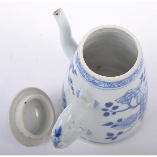 165 - An 18th Century Chinese blue & white porcelain teapot. Handle to side with finial lid to top and hav... 