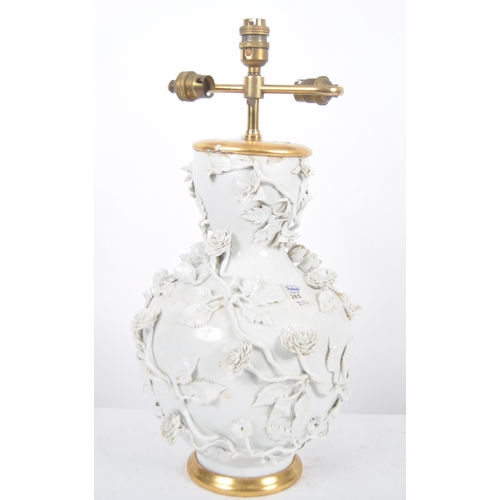 170 - An 18th Century Chinese blanc de chine dehua porcelain vase converted to a lamp in 20th Century Fran... 