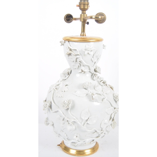 170 - An 18th Century Chinese blanc de chine dehua porcelain vase converted to a lamp in 20th Century Fran... 