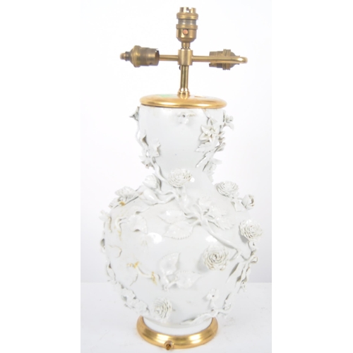 170 - An 18th Century Chinese blanc de chine dehua porcelain vase converted to a lamp in 20th Century Fran... 