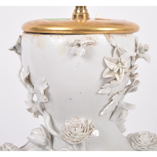170 - An 18th Century Chinese blanc de chine dehua porcelain vase converted to a lamp in 20th Century Fran... 