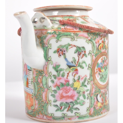 174 - A 19th Century Chinese Cantonese export porcelain famille rose medallion teapot held within the orig... 