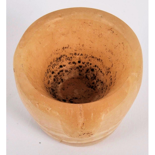 177 - An ancient Egyptian banded agate vessel. Of frustoconical form with a lipped section for pouring. Ap... 