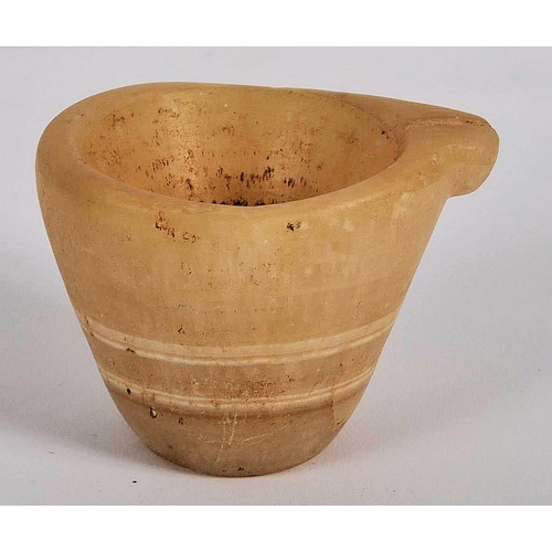 177 - An ancient Egyptian banded agate vessel. Of frustoconical form with a lipped section for pouring. Ap... 