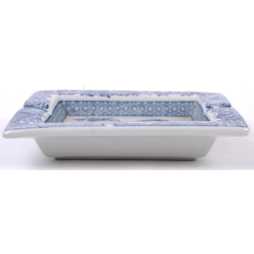 29 - A 19th Century Chinese export armorial porcelain blue & white ashtray / trinket dish of square form.... 