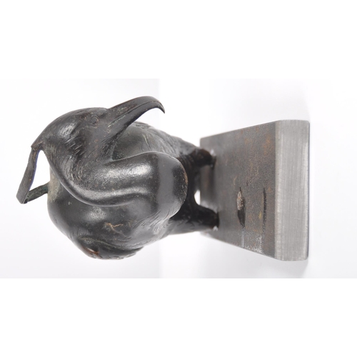 51 - A 19th Century Japanese Meiji bronze figurine depicting a bird. The figure raised on plinth base hav... 