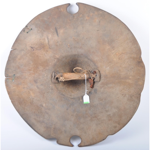 60 - A 19th Century Sudanese Sudan Beja Tribe tribal circular hide leather shield of elephant / hippopota... 