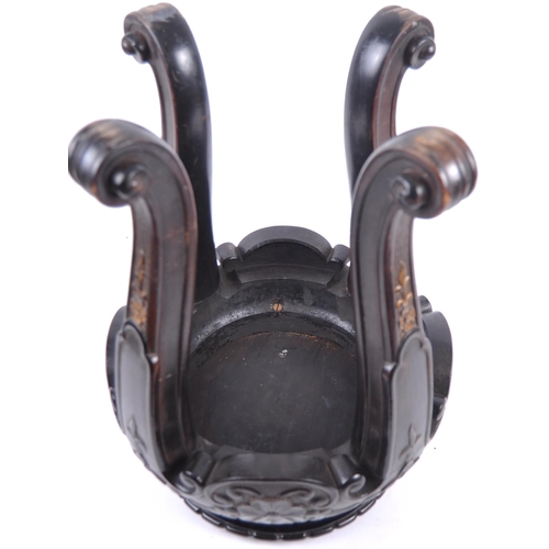 8 - A 19th Century Chinese hand carved jardiniere planter vase stand. Circular form with hand carved det... 