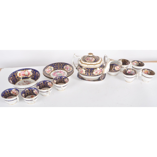 12 - A 19th Century Spode / Coalport / Worcester manner hand painted tea service / tea set. Decorated in ... 