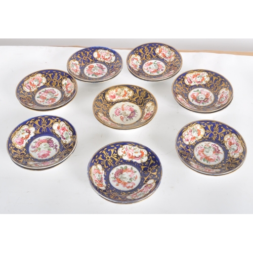 12 - A 19th Century Spode / Coalport / Worcester manner hand painted tea service / tea set. Decorated in ... 