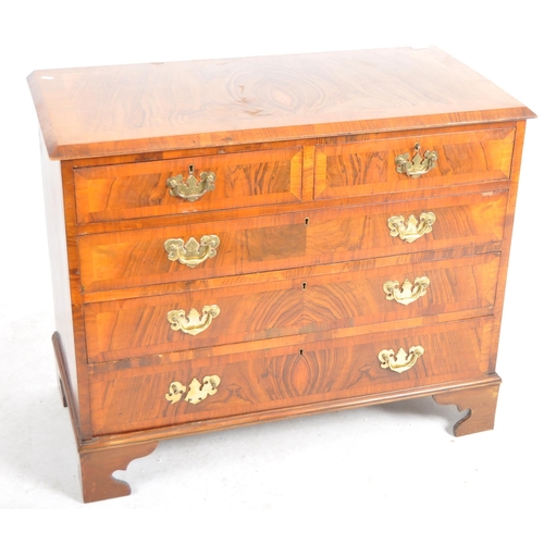 140 - A 19th Century Queen Anne revival walnut two over three chest of drawers. The bank of drawers having... 