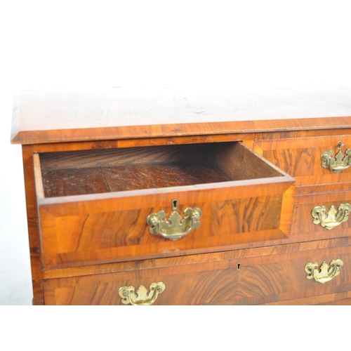 140 - A 19th Century Queen Anne revival walnut two over three chest of drawers. The bank of drawers having... 