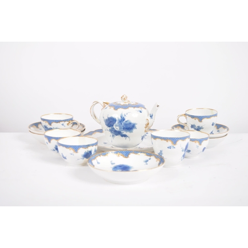 15 - A 19th Century Meissen blue & white porcelain tea set / tea service decorated with floral sprays. Co... 