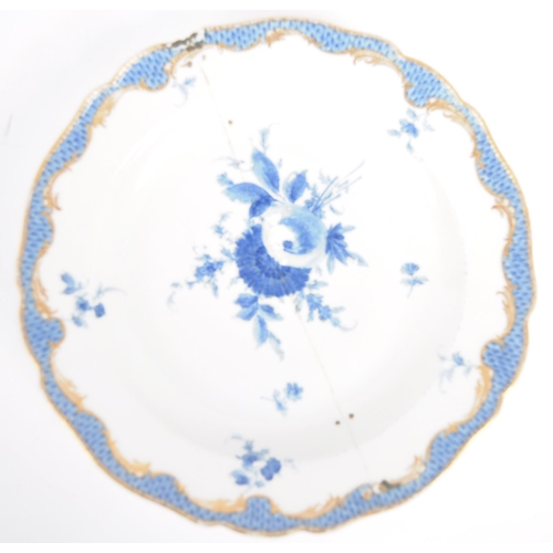 15 - A 19th Century Meissen blue & white porcelain tea set / tea service decorated with floral sprays. Co... 