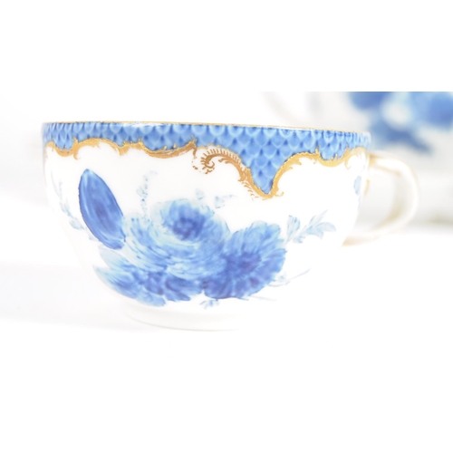 15 - A 19th Century Meissen blue & white porcelain tea set / tea service decorated with floral sprays. Co... 