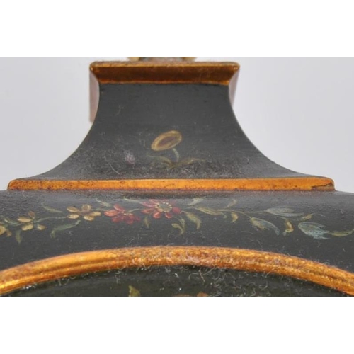 156 - A 20th Century painted bracket clock on matching wall bracket shelf. Large glazed door with gilt det... 