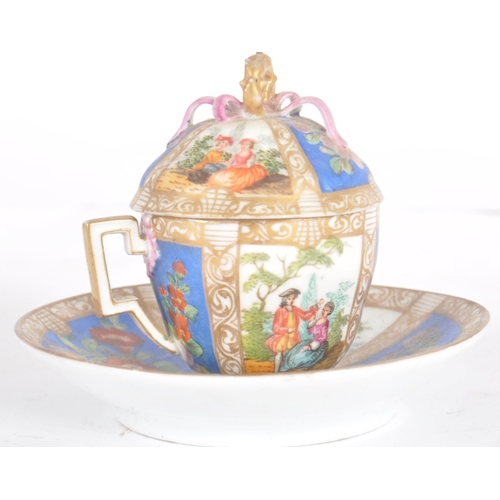 16 - A collection of 19th & 20th Century porcelain ceramics to include a Meissen continental chocolate cu... 