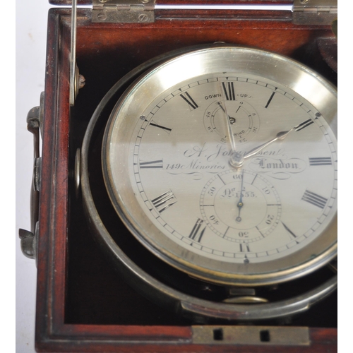 170 - A 19th century two day marine chronometer by A Johannsen & Co. London. The 4in. silvered dial signed... 