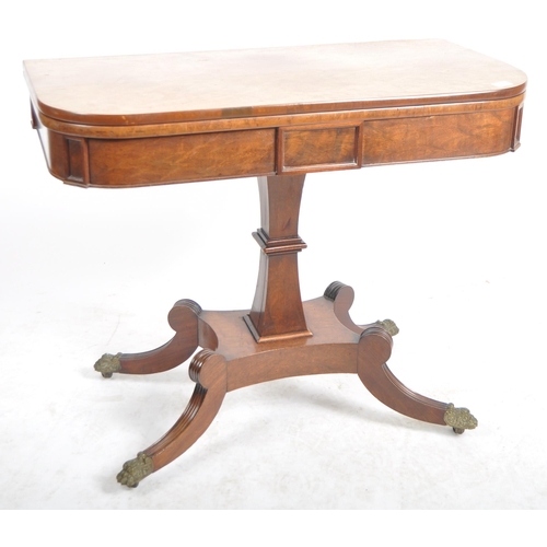 171 - A 19th Century mahogany card table / games table having a folding metamorphic top raised on shaped b... 