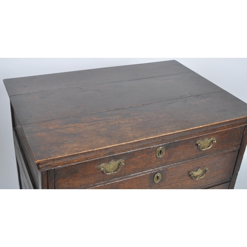 18 - 17th century oak and elm commonwealth chest of drawers. Raised on bracket feet with graduating four ... 