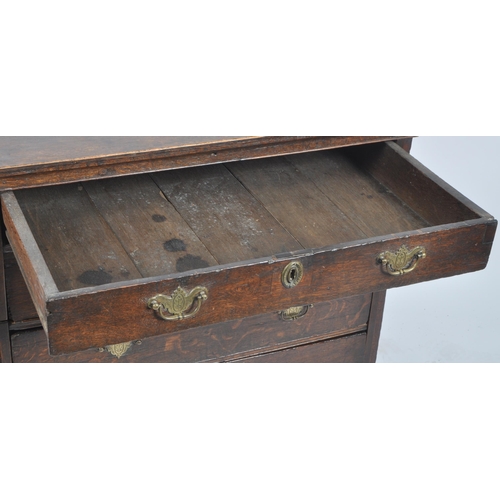 18 - 17th century oak and elm commonwealth chest of drawers. Raised on bracket feet with graduating four ... 