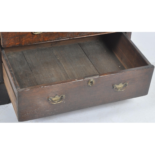 18 - 17th century oak and elm commonwealth chest of drawers. Raised on bracket feet with graduating four ... 