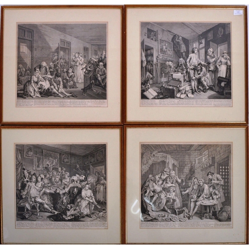 180 - The Rake's Progress After William Hogarth (1697-1764) a set of seven 18th Century engravings, 'Inven... 