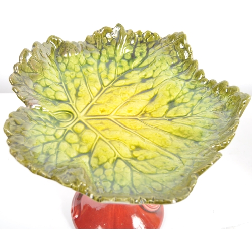 189 - Two pieces of 19th Century Victorian majolica comprising naturalistic tazza centrepiece with leaf to... 