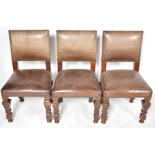 197 - A matching set of six 19th Century Victorian library chairs / dining chairs with each having padded ... 