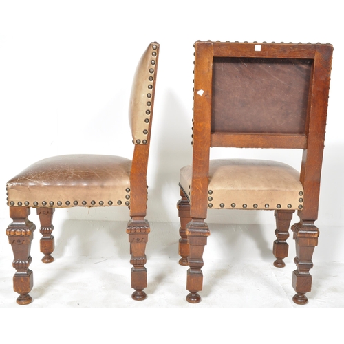 197 - A matching set of six 19th Century Victorian library chairs / dining chairs with each having padded ... 