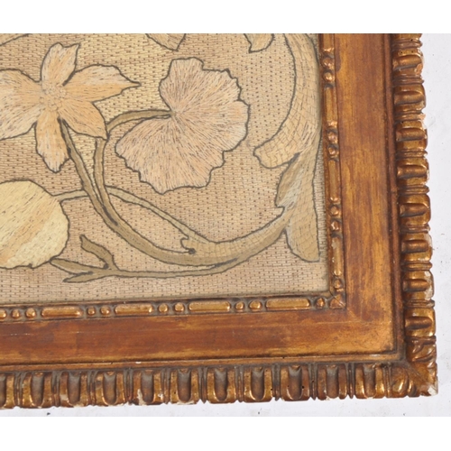 199 - A 19th Century embroidered tapestry held within a carved giltwood frame. Tapestry embroidery depicti... 