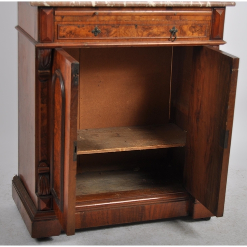 200 - 19th Century Burr walnut dentist cabinet, the top section having shaped gallery with turned finials ... 