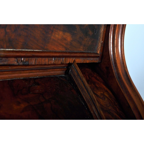 200 - 19th Century Burr walnut dentist cabinet, the top section having shaped gallery with turned finials ... 