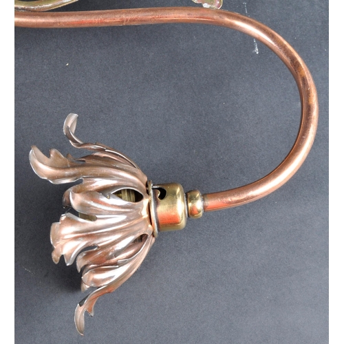 205 - An early 20th Century Arts & Crafts copper & brass ceiling light lamp in the manner of WAS Benson. T... 