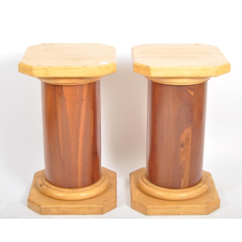 206 - A pair of 20th Century decorative pedestal plinth jardinière bust stands of good quality. Square bir... 