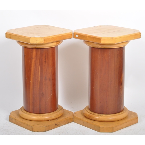 206 - A pair of 20th Century decorative pedestal plinth jardinière bust stands of good quality. Square bir... 