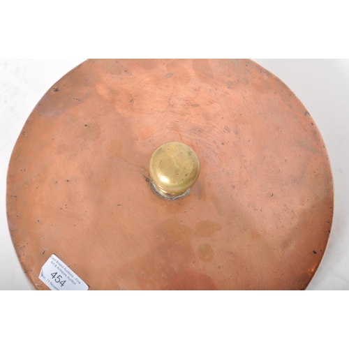 209 - A 19th Century Victorian copper kitchen pot of cylindrical form having a cover atop with brass knob ... 