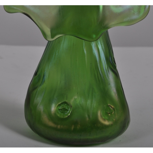 224 - A 19th / 20th Century Loetz / Lötz Art Nouveau Green Glass Creta Rusticana Vase. Made by Loetz Glass... 