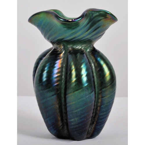 226 - A 19th / 20th Century Loetz / Lötz Art Nouveau Green Glass Creta Rusticana Vase. Made by Loetz Glass... 