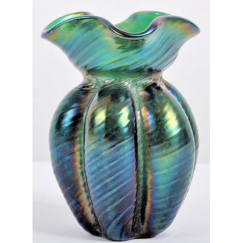 226 - A 19th / 20th Century Loetz / Lötz Art Nouveau Green Glass Creta Rusticana Vase. Made by Loetz Glass... 