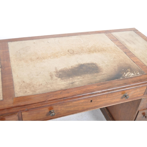 244 - A 19th Century Victorian Mahogany large twin pedestal desk. Writing table top with sciver set with t... 