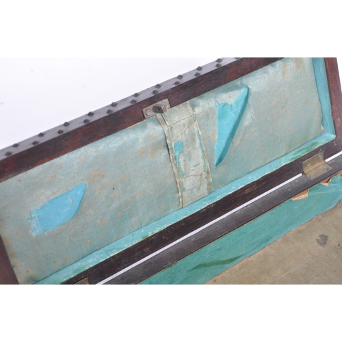 248 - A 19th Century rosewood & cut steel studded glove box. Of rectangular form with a studded steel top ... 