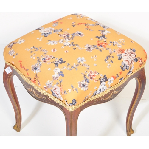 25 - A 19th Century rosewood footstool / dressing table stool ottoman. Yellow floral upholstered seat cus... 