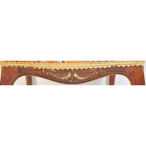 25 - A 19th Century rosewood footstool / dressing table stool ottoman. Yellow floral upholstered seat cus... 