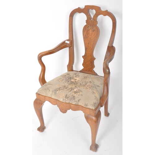 259 - An early 19th Century George III carved walnut carver armchair having a single splatback support wit... 