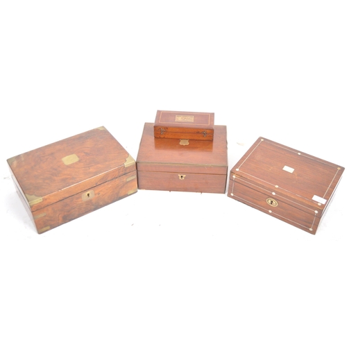 262 - A collection of 19th Century Victorian and earlier writing slopes and trinket / jewellery boxes comp... 