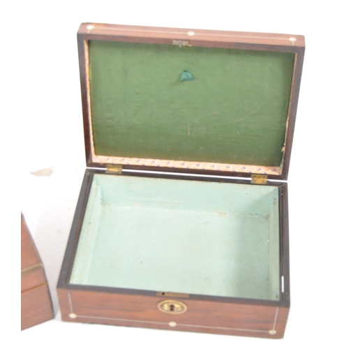 262 - A collection of 19th Century Victorian and earlier writing slopes and trinket / jewellery boxes comp... 